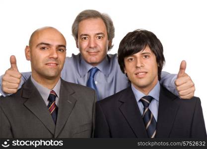 three young business men isolated on white
