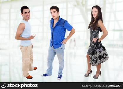 three young casual teenagers, full body picture