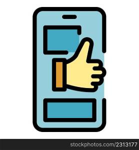 Thumb up chat product review icon. Outline thumb up chat product review vector icon color flat isolated. Thumb up chat product review icon color outline vector