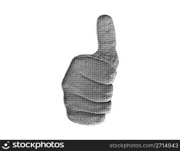 Thumb-Up Hand on White - Silver / Metalic hand gesture artwork.