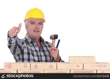 Thumbs up from a bricklayer