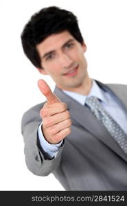 Thumbs up from a businessman