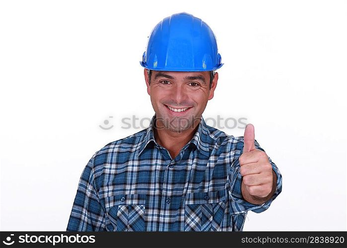 Thumbs up from a construction worker