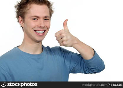 Thumbs up from a young man