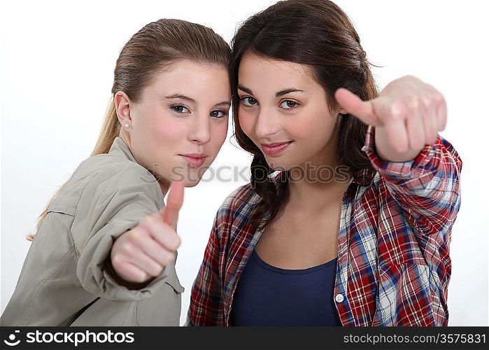Thumbs up from two friends