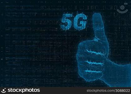 Thumbs up that is excellent. For network 5G, the concept of communicating in the digital world with modern technology, good and suitable for business. Finance and medical