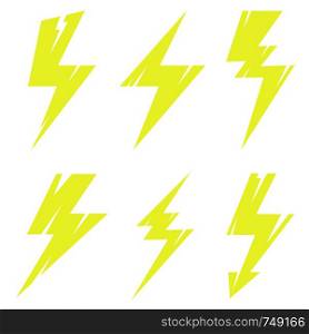 Thunder and Bolt Lighting Polygonal Flash Logo Set on White Background. Thunder and Bolt Lighting Polygonal Flash Logo Set