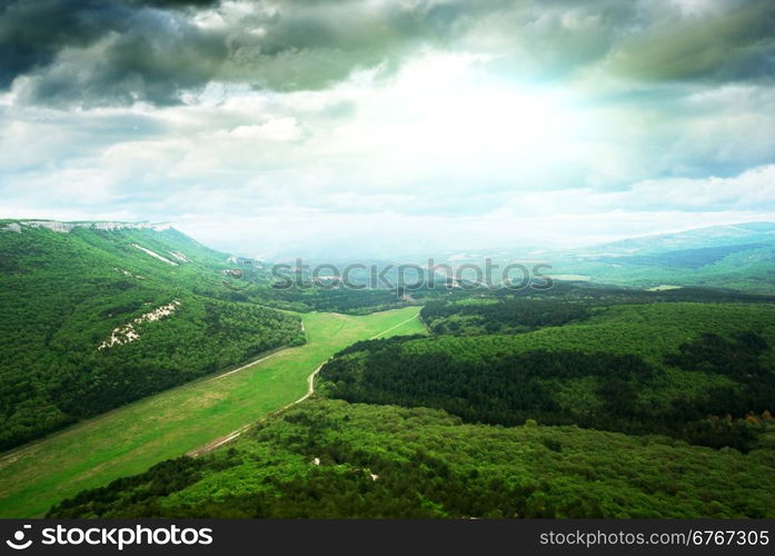 Thunder in mountain. Season specific. Nature design.