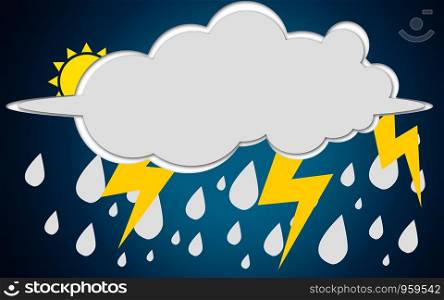 Thunderstorm weather with blue sky, 3D rendering