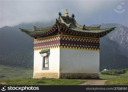 Tibetan building in Langmusi ,Sichuan, China