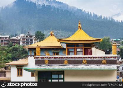 Tibetan monastery in Manali town, Himalaya, India