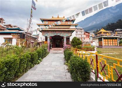Tibetan monastery in Manali village, Himalaya, India
