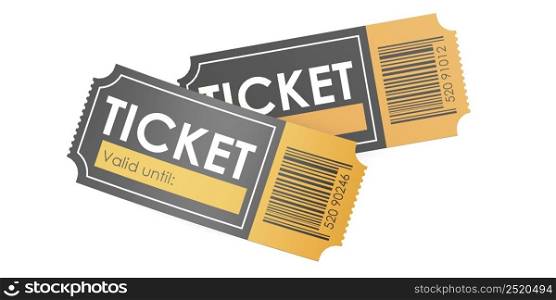 Ticket with barcode isolated, 3d rendering