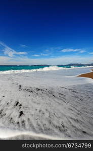 Tidal Wave on Extensive Sandbar on The Island of Rhodes