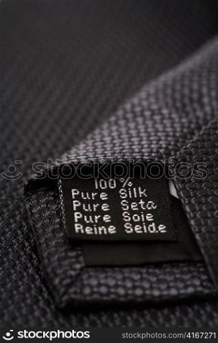 Tie, 100% pure silk label