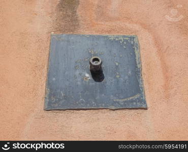 Tie beam rod. Steel tie beam rod in an ancient wall