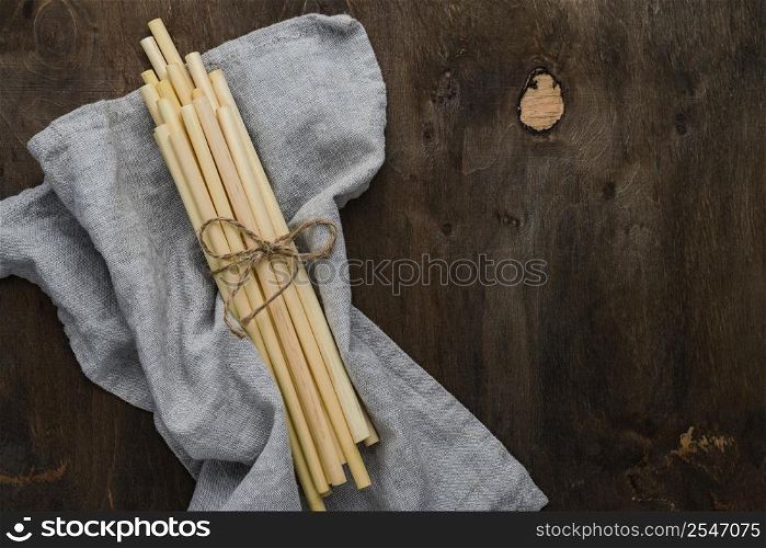 tied bamboo organic straws cloth