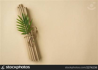 tied bamboo organic straws leaves copy space. Resolution and high quality beautiful photo. tied bamboo organic straws leaves copy space. High quality beautiful photo concept