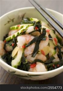 Tiger Prawn Wakame and Cucumber Salad with Ginger
