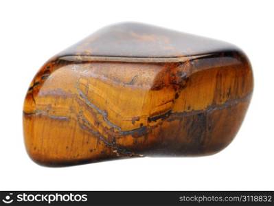 Tiger&rsquo;s eye stone, isolated on a white background.
