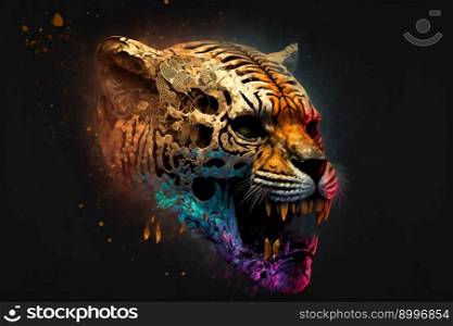 Tiger Skull.  Image created with Generative AI technology
