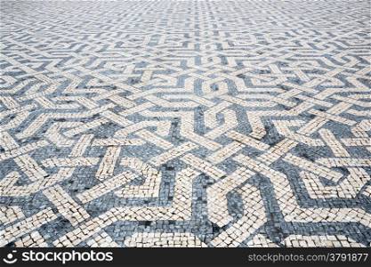 Tile brick floor in Lisbon Town Square, Portugal