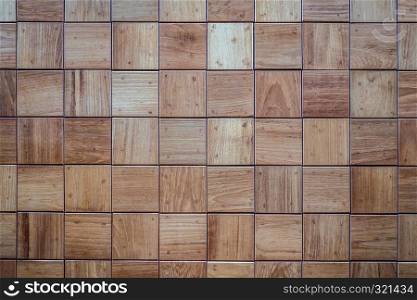 Tile brown color as wood pattern for interior design, checkered seamless tile background
