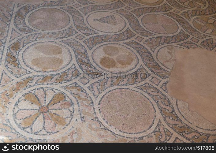 tile mosaic floor found at Masada Israel. tile floor found at Masada Israel