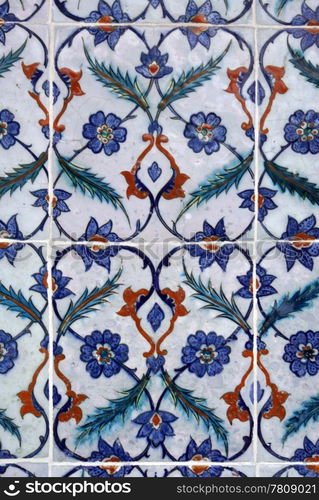 Tile on the wall of Topkapi palace in Istanbul, Turkey