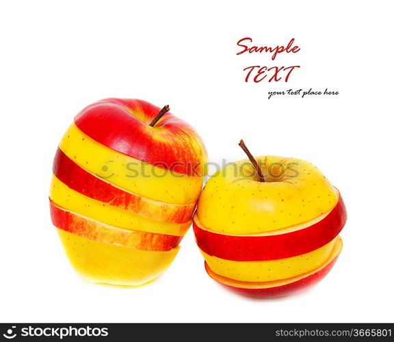 tile red and yellow apple isolated on the white background