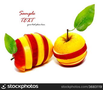 tile red and yellow apple isolated on the white background