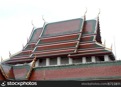 Tile roof of temple in Wat Saket Ratcha Wora Maha Wihan, Bangkok, Thailand
