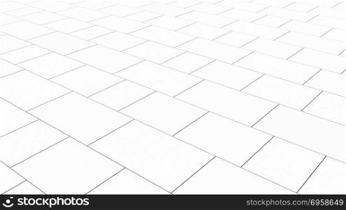 Tile white flooring, texture background, 3d illustration