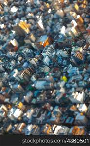 Tilt-Shift effect aerial view of houses over in Tokyo City, Japan, Asia