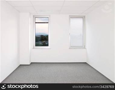 Tilt shift image of small office room
