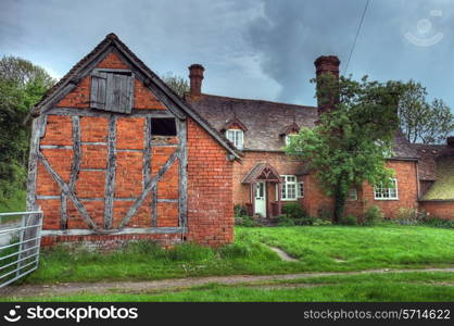 Timber-framed and brick farmhouse, Worcestershire, England.