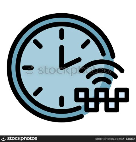Time carsharing icon. Outline time carsharing vector icon color flat isolated. Time carsharing icon color outline vector