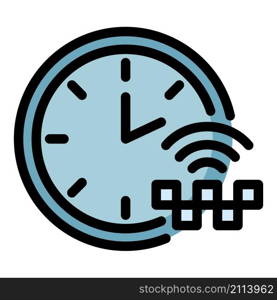 Time carsharing icon. Outline time carsharing vector icon color flat isolated. Time carsharing icon color outline vector