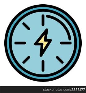 Time energy icon. Outline time energy vector icon color flat isolated. Time energy icon color outline vector
