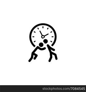 Time for Action Icon. Flat Design.. Time for Action Icon. Simple Flat Design. Business Concept. Isolated Illustration with two silhouettes and clock