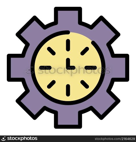 Time gear money icon. Outline time gear money vector icon color flat isolated. Time gear money icon color outline vector