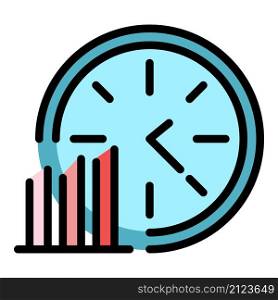 Time graph evolution icon. Outline time graph evolution vector icon color flat isolated. Time graph evolution icon color outline vector
