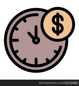 Time is money icon. Outline time is money vector icon color flat isolated. Time is money icon color outline vector