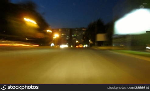 time lapse. City fires of night driving. 24 fps.