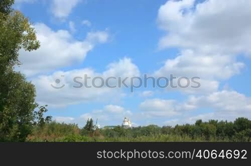 time lapse clouds over the Molchansky monastery.