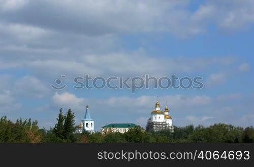 time lapse clouds over the Molchansky monastery.