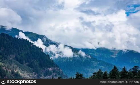 Time lapse high mountain landscape. Spiti Valley, Himachal Pradesh, India