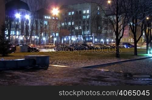 time lapse in night streets of Dnepropetrovsk. Ukraine.