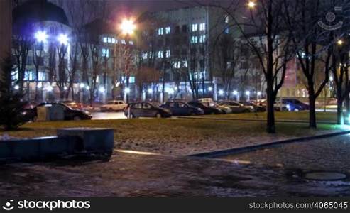 time lapse in night streets of Dnepropetrovsk. Ukraine.