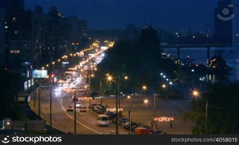 time lapse. night streets of Dnepropetrovsk.